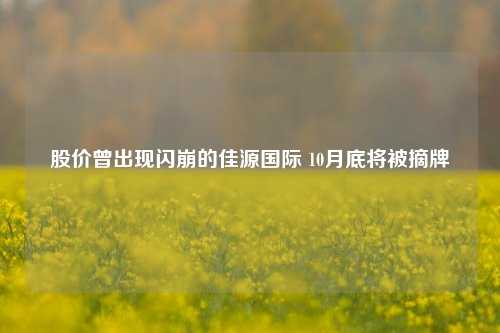 股价曾出现闪崩的佳源国际 10月底将被摘牌  第1张