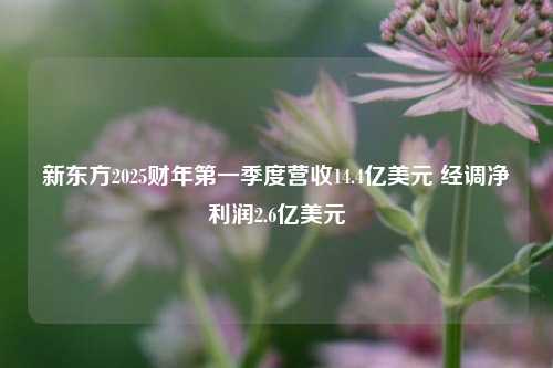 新东方2025财年第一季度营收14.4亿美元 经调净利润2.6亿美元