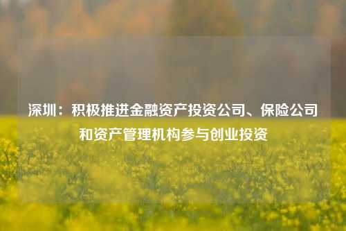 深圳：积极推进金融资产投资公司、保险公司和资产管理机构参与创业投资  第1张