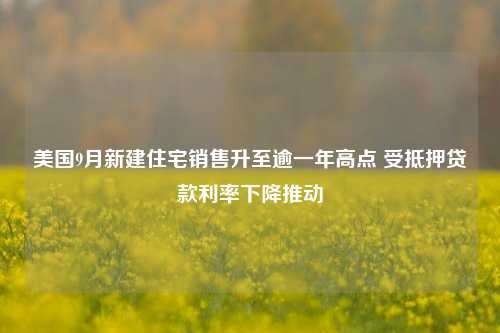 美国9月新建住宅销售升至逾一年高点 受抵押贷款利率下降推动