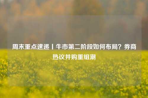 周末重点速递丨牛市第二阶段如何布局？券商热议并购重组潮