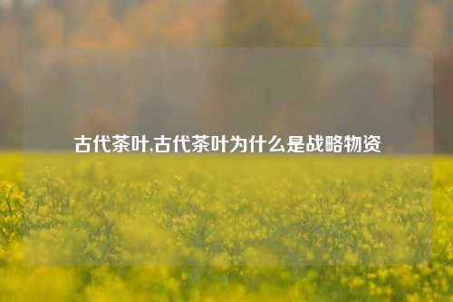 古代茶叶,古代茶叶为什么是战略物资