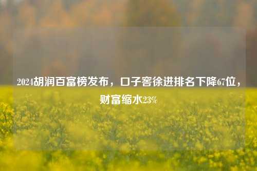 2024胡润百富榜发布，口子窖徐进排名下降67位，财富缩水23%  第1张