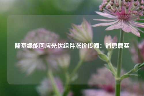 隆基绿能回应光伏组件涨价传闻：消息属实