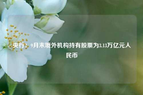 央行：9月末境外机构持有股票为3.13万亿元人民币  第1张