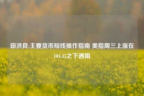 田洪良:主要货币短线操作指南 美指周三上涨在104.45之下遇阻