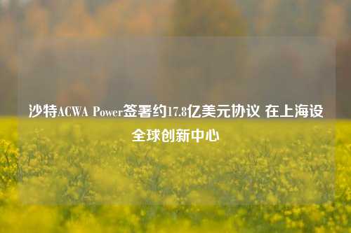 沙特ACWA Power签署约17.8亿美元协议 在上海设全球创新中心  第1张