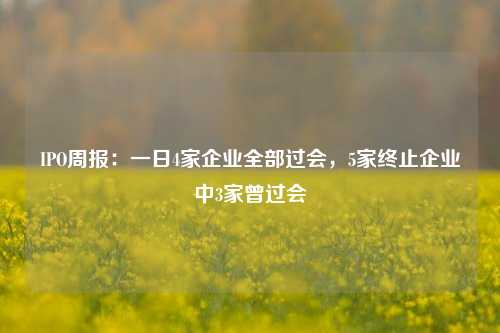 IPO周报：一日4家企业全部过会，5家终止企业中3家曾过会  第1张