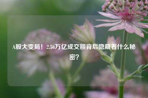 A股大变局！2.56万亿成交额背后隐藏着什么秘密？