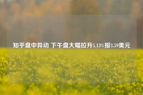 知乎盘中异动 下午盘大幅拉升5.13%报3.59美元  第1张