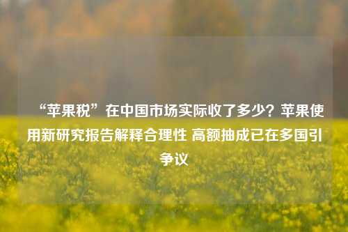 “苹果税”在中国市场实际收了多少？苹果使用新研究报告解释合理性 高额抽成已在多国引争议