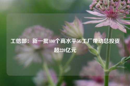 工信部：新一批400个高水平5G工厂带动总投资超220亿元