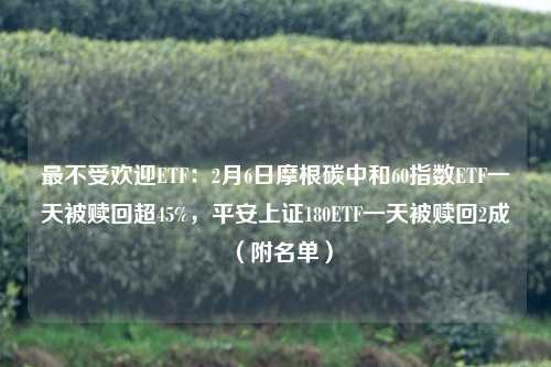 最不受欢迎ETF：2月6日摩根碳中和60指数ETF一天被赎回超45%，平安上证180ETF一天被赎回2成（附名单）