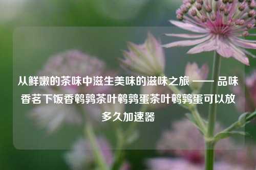 从鲜嫩的茶味中滋生美味的滋味之旅 —— 品味香茗下饭香鹌鹑茶叶鹌鹑蛋茶叶鹌鹑蛋可以放多久加速器