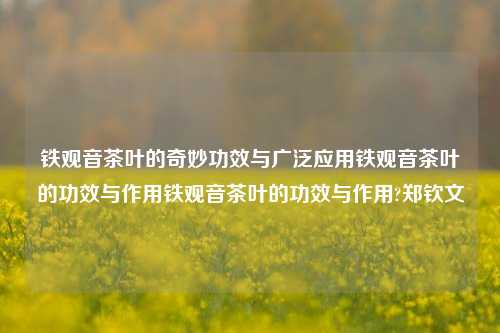 铁观音茶叶的奇妙功效与广泛应用铁观音茶叶的功效与作用铁观音茶叶的功效与作用?郑钦文