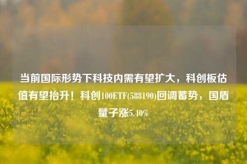 当前国际形势下科技内需有望扩大，科创板估值有望抬升！科创100ETF(588190)回调蓄势，国盾量子涨5.40%