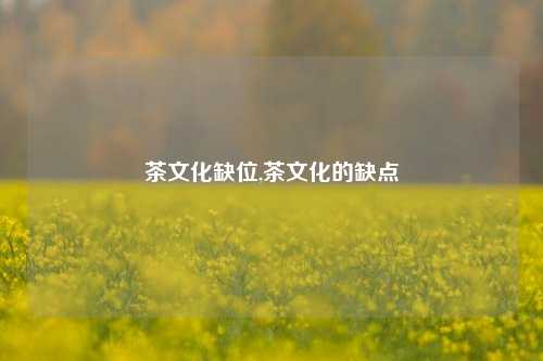 茶文化缺位,茶文化的缺点