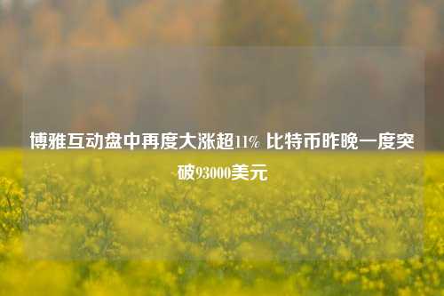 博雅互动盘中再度大涨超11% 比特币昨晚一度突破93000美元