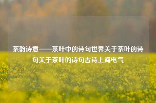 茶韵诗意——茶叶中的诗句世界关于茶叶的诗句关于茶叶的诗句古诗上海电气