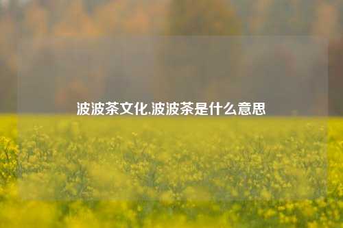 波波茶文化,波波茶是什么意思