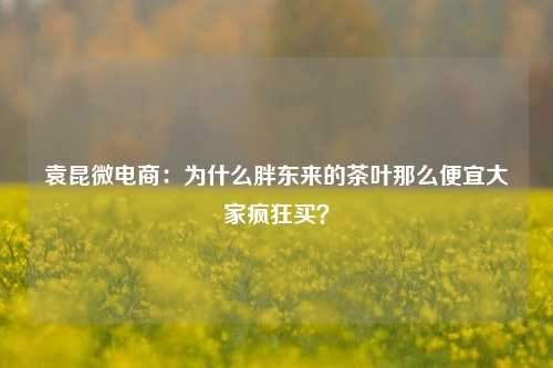 袁昆微电商：为什么胖东来的茶叶那么便宜大家疯狂买？