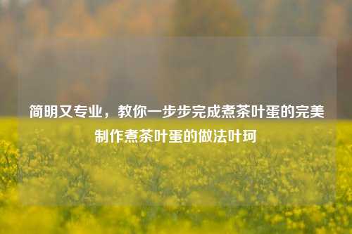 简明又专业，教你一步步完成煮茶叶蛋的完美制作煮茶叶蛋的做法叶珂