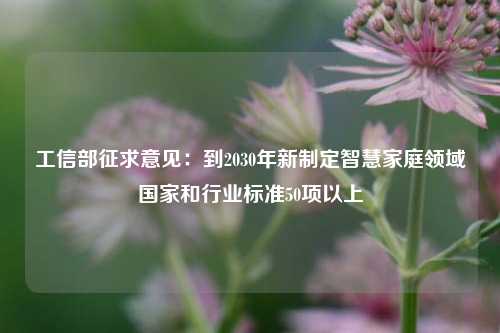 工信部征求意见：到2030年新制定智慧家庭领域国家和行业标准50项以上