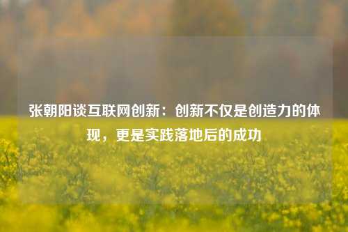 张朝阳谈互联网创新：创新不仅是创造力的体现，更是实践落地后的成功