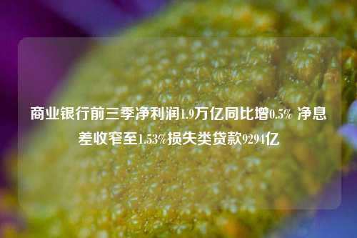 商业银行前三季净利润1.9万亿同比增0.5% 净息差收窄至1.53%损失类贷款9294亿