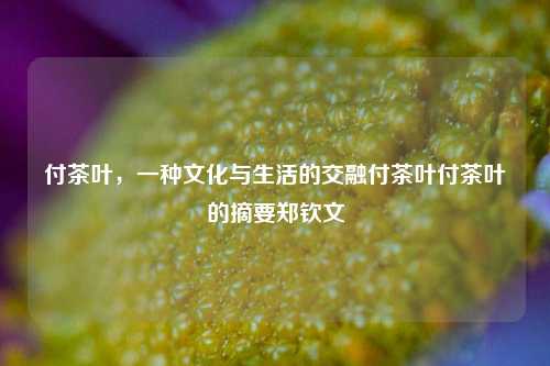 付茶叶，一种文化与生活的交融付茶叶付茶叶的摘要郑钦文