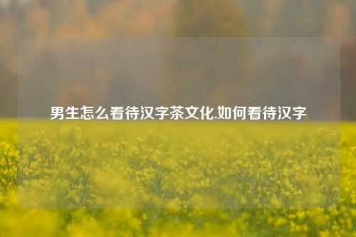 男生怎么看待汉字茶文化,如何看待汉字