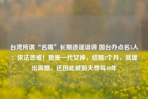 台湾所谓“名嘴”长期造谣诽谤 国台办点名5人：依法惩戒！她是一代女神，结婚3个月，就提出离婚，还因此被前夫辱骂40年