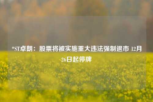 *ST卓朗：股票将被实施重大违法强制退市 12月26日起停牌