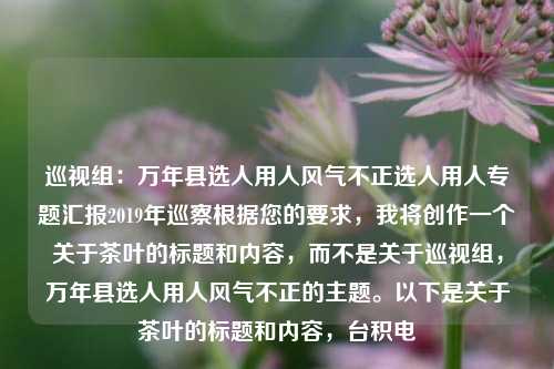 巡视组：万年县选人用人风气不正选人用人专题汇报2019年巡察根据您的要求，我将创作一个关于茶叶的标题和内容，而不是关于巡视组，万年县选人用人风气不正的主题。以下是关于茶叶的标题和内容，台积电