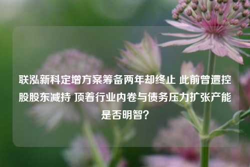 联泓新科定增方案筹备两年却终止 此前曾遭控股股东减持 顶着行业内卷与债务压力扩张产能是否明智？