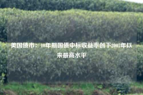 美国债市：10年期国债中标收益率创下2007年以来最高水平